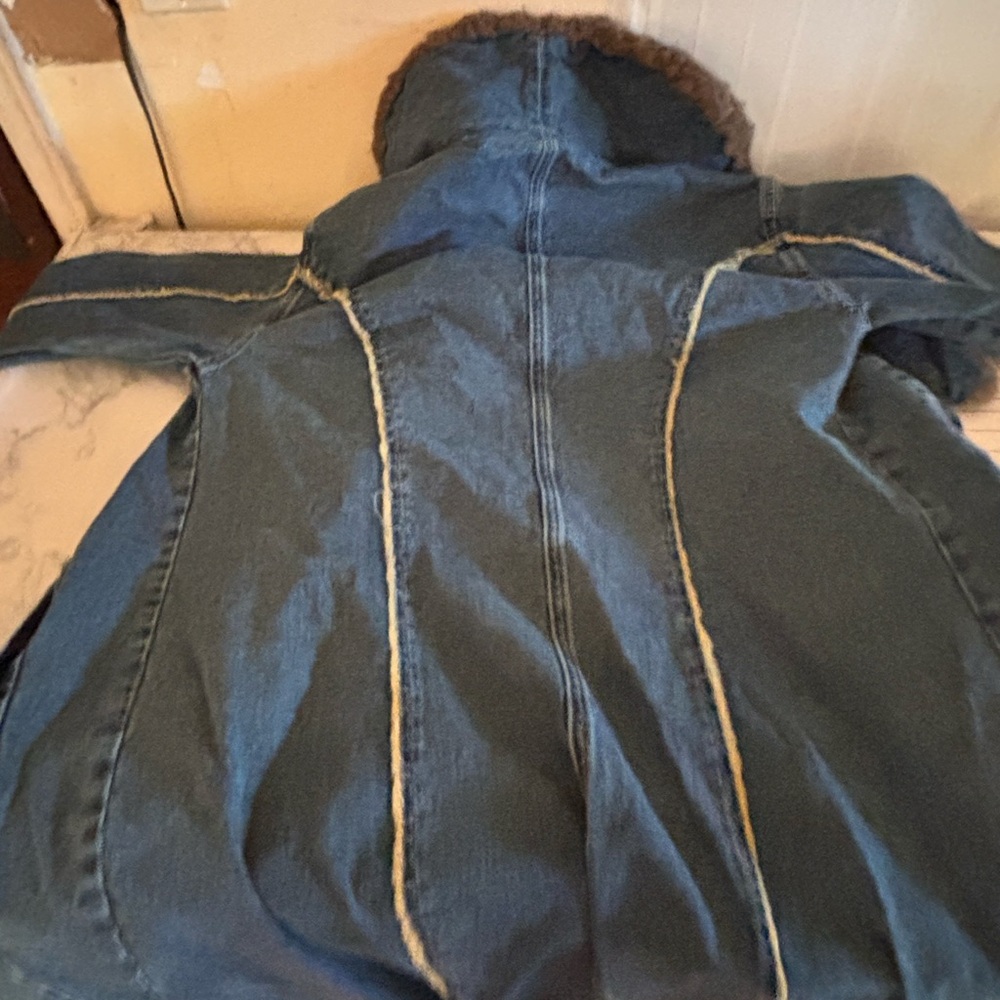 Kids Blue Denim Jacket with Faux Fur Trim